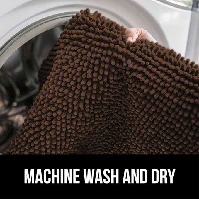 GORILLA GRIP Bath Rug Mat 36x24, Thick Soft Absorbent Chenille, Quick Dry Microfiber Mats, Rubber Backing Washable Shower Floor Rugs, Bathmat Runner, US Designed Bathroom Home Decor Accessories Brown