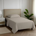 Carressa Linen 100% Egyptian Cotton Twin Sheets Set - 600 Thread Count Egyptian Cotton Luxury Twin Sheets (3 PC, Cocoa Taupe), 16" Deep Pocket, Soft, Cooling, Sateen Weave College Dorm Room Bedding