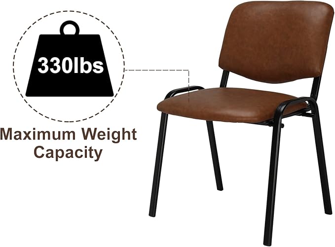 VINGLI Rustic Waiting Room Chairs - 5-Pack PU Church & Conference Room Stackable Chairs, Office Guest & Reception Chairs for Meeting, Office Lobby, Simple & Space-saving