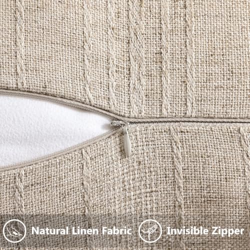 decorUhome Light Khaki Textured Linen Throw Pillow Covers 12x20 Set of 2 - Image 2