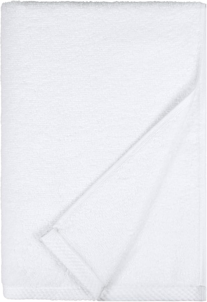 Amazon Basics 100% Cotton Soft Quick-Dry Bath Towel Set, 8-Piece, White, 10" x 7" (Pack of 6)