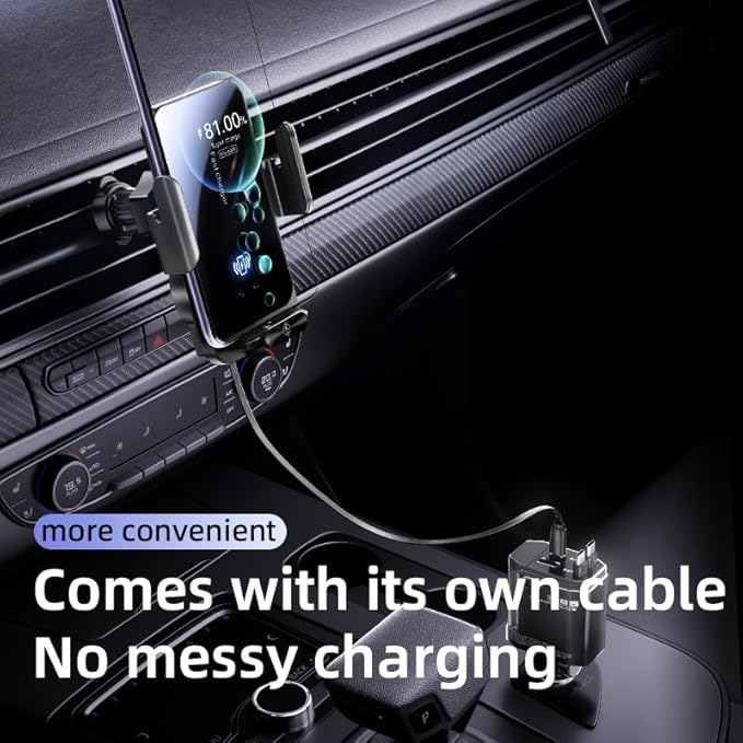 Magnetic Phone Holder Car Wireless Charger, 66W Fast Charging Phone Mount 360 Adjustable Rotatable Auto-Clamping Car Vent for Mount - Dashboard Phone Holder for iPhone/Android/Samsung (Black)