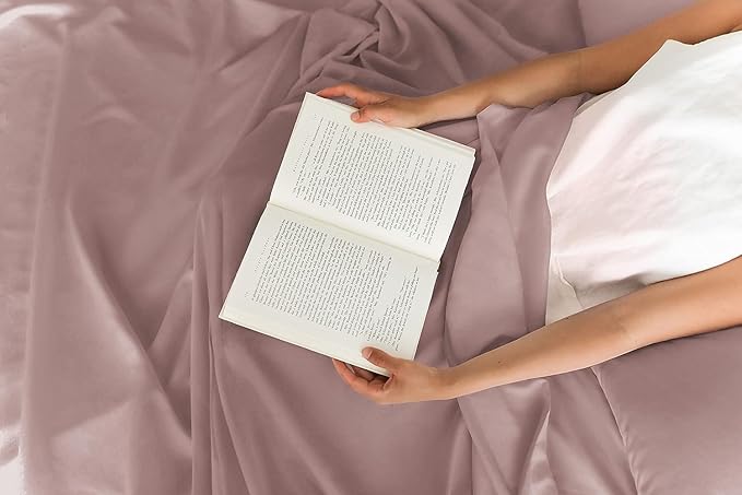 Twin 4 Piece Sheet Set - Cooling, Comfy & Breathable - Hotel Luxury Bedding, Includes Fitted Sheet for Women, Men, Kids and Teens - 1 Flat, 1 Fitted Sheet, 2 Pillowcases with Deep Pockets - Mauve