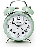 Loud Alarm for Deep Sleepers 4'' Twin Bell Alarm Clock with Backlight for Bedroom and Home Decoration(Green)
