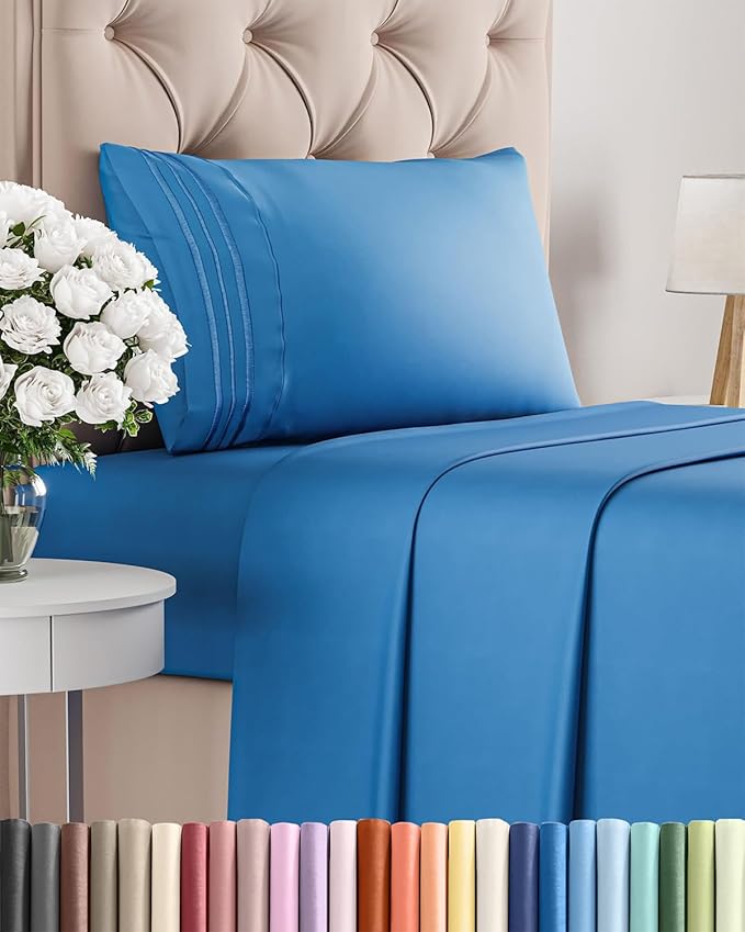 Twin Size 3 Piece Sheet Set - Comfy Breathable & Cooling Bed Sheets Set - Hotel Luxury Bedding for Women, Men, Kids, Teens, Boys & Girls - Deep Pockets, Soft and Wrinkle Free - Oeko-Tex - Royal Blue