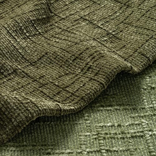 MIULEE Chenille Textured Throw Pillow Covers Olive Green 18x18 Set of 2 - Image 2
