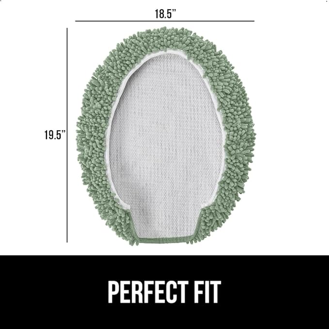 GORILLA GRIP Soft Chenille Bathroom Toilet Lid Cover, Machine Washable Seat Covers, 19.5x18.5, Stays in Place Rubber Backing, Fits Most Round, Elongated and Oblong Lids, Accessories Decor, Sage Green