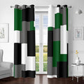 Green 100% Blackout Curtains for Bedroom 84 inch Length 2 Panels Set White Grey Modern Abstract Geometric Black Out Curtains Insulated Room Darkening Window Drapes for Living Room, 42Wx84L