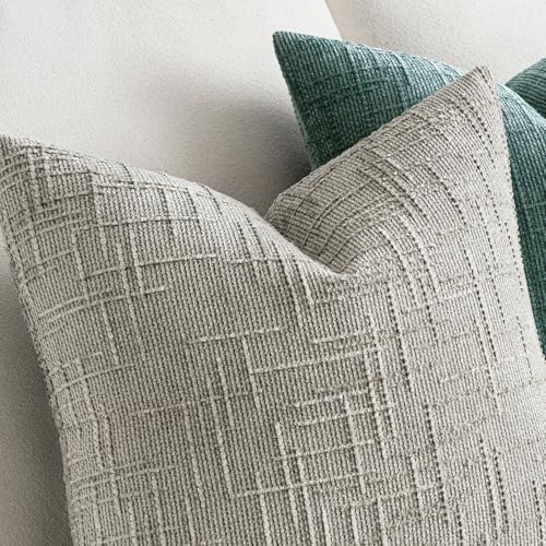 MIULEE Chenille Textured Throw Pillow Covers Light Grey 20x20 Set of 2 - Image 3