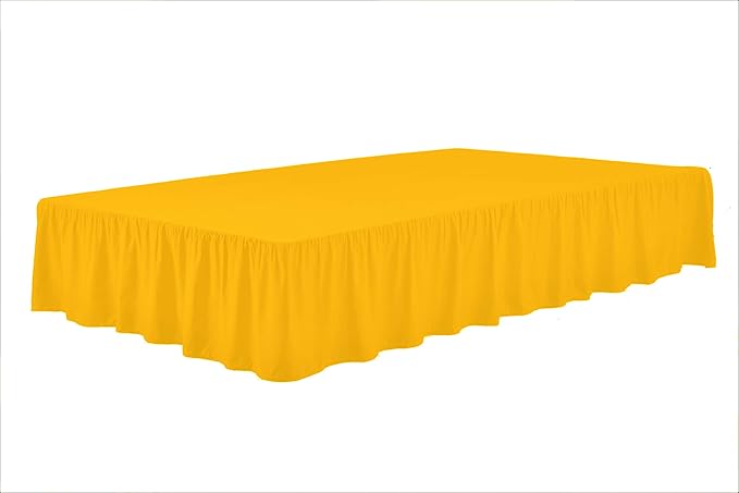 Sheets & Beyond Wrap Around Solid Microfiber Luxury Hotel Quality Fabric Bedroom Gathered Ruffled Bedding Bed Skirt 14 Inch Drop (King, Yellow)