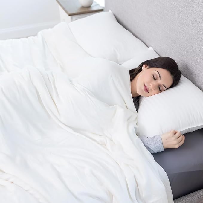 Globon Lightweight Comforter California King Size,Luxurious Summer Blanket Keep Cool for Hot Sleepers,Natural Bamboo Viscose Shell,Organic Breathable Fill,Double Stitch,White