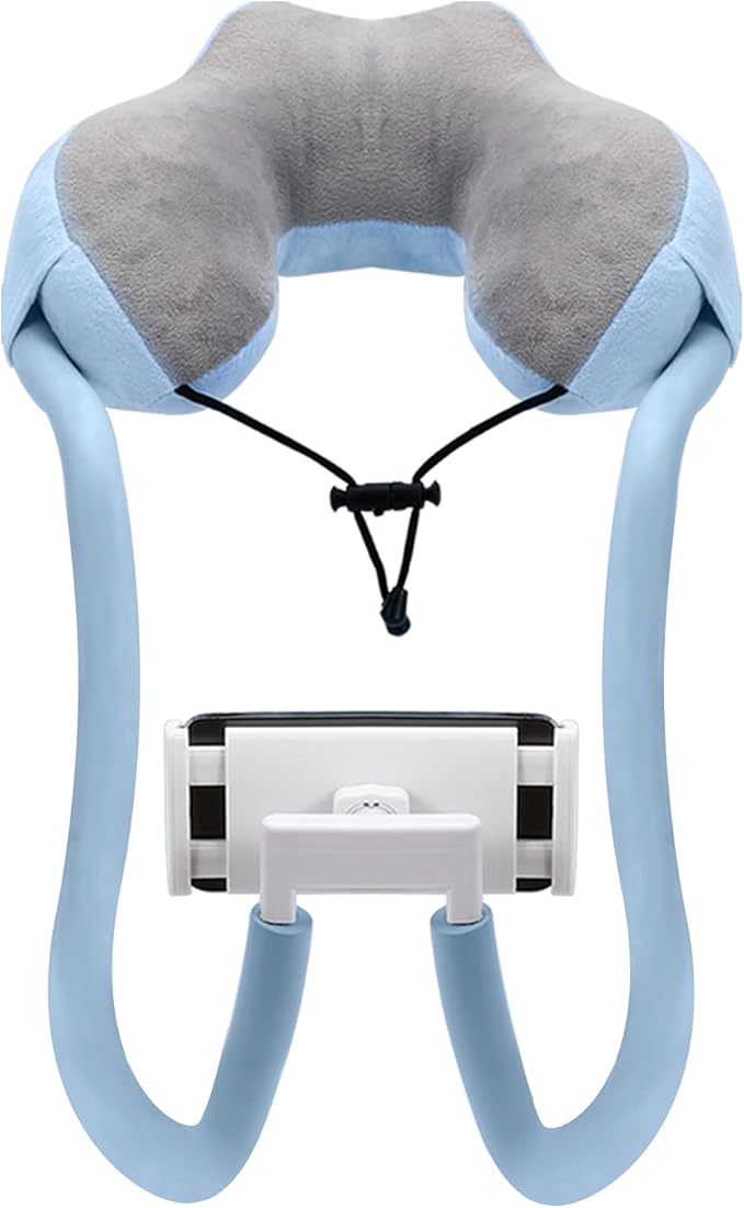 Moko Neck Phone Holder, Lazy Gooseneck Phone Pillow Holder Bracket,360°Rotation Universal Mobile Phone Tablet Stand for 4"-11" Devices, fits iPhone 12/12 Pro Max, Galaxy S21,iPad Air/Pro 11, Blue