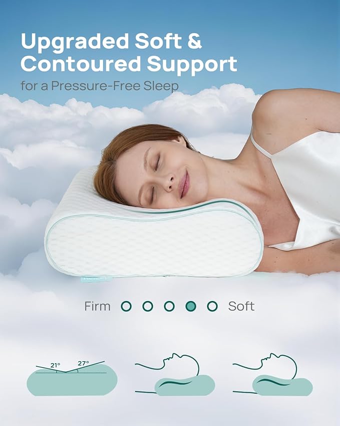 Ergonomic Memory Foam Pillow - Orthopedic Cervical Support Pillow for Neck & Shoulder Pain Relief, Adjustable Contour Pillow for All Sleeping Positions，King Size