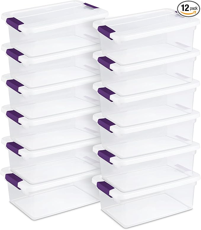 Sterilite 12-Pack 15 Quart ClearView Latch Box, Stackable Organizer Bins with Latching Lids - Clear Plastic Organization Containers for Closet, Bedroom, Shelving Units and Everyday Home Storage
