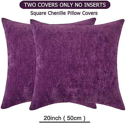 GAWAMAY Purple Chenille Throw Pillow Covers 20x20 Set of 2 - Image 6