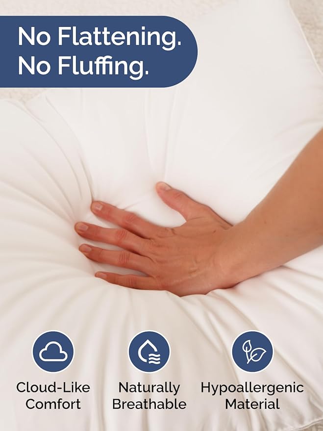 Bed Pillows Queen Size Set of 2 - 100% Cotton Breathable Cover - Premium Down Alternative for Side Sleepers, Back or Stomach - Soft Luxury Hotel Quality Pillows - Comfy, Cozy & Plush - Oeko-Tex, White