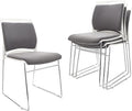 4 Pack Stacking Chairs 1102LB Capacity Home Office Guest Chair Set With Sled Base, Modern Reception Chair for Kitchen, Waiting Room, Multi-Purpose, Break Room, Training, Cafeteria, Gray Color