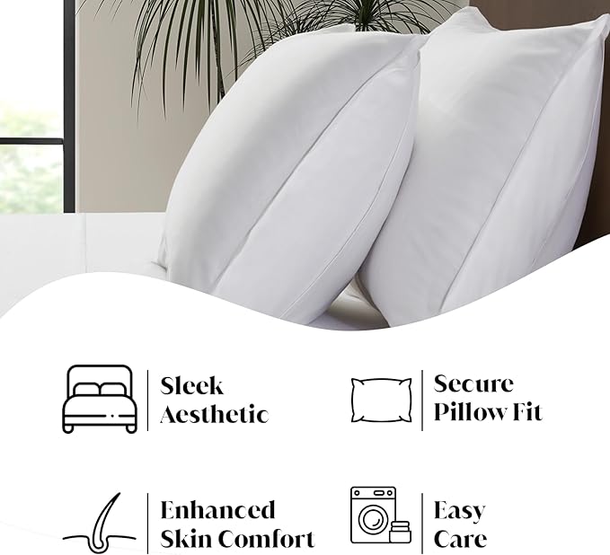 Luxury Bamboo Market | Queen Size Bed Sheet Set | 100% Viscose Made from Bamboo | Organically Grown | Ultra Soft | Cooling Sheets for Hot Sleepers | 17" Deep Pocket [Classic White]