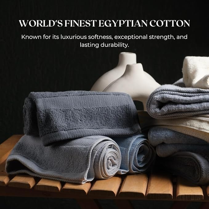 Egyptian Cotton Towel Set - 3 Piece | Ultra Soft 100% 600 GSM Towels | 1 Bath, 1 Hand, 1 Washcloth | Quick Dry, Durable for Bathroom, Home, Spa, Gym | Premium Towel Set (Dark Gray)