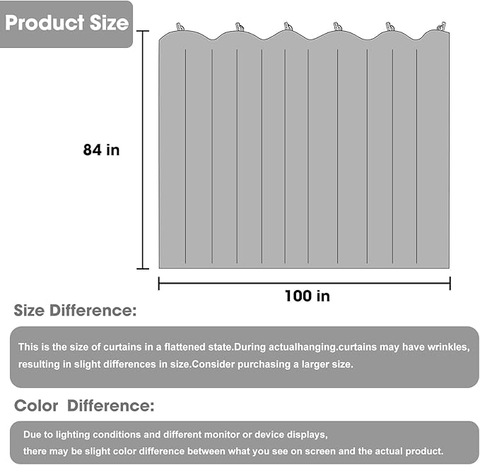 Room Divider Curtains, Blackout Ceiling Track Curtains with Hooks Wall Dividers for Bedroom Living Room Separation Office Privacy Partition, Noise Reduction, W100 × L84 Inch,1 Panel, Grey