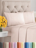 King Size 4 Piece Sheet Set - Comfy Breathable & Cooling Sheets - Hotel Luxury Bed Sheets for Women & Men - Deep Pockets, Easy-Fit, Soft & Wrinkle Free Sheets - Blush Stripes Oeko-Tex Bed Sheet Set