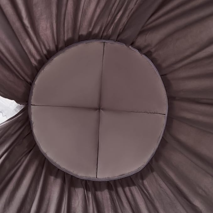 Kertnic 31.5inch Large Dome Bed Canopy for Girls, Double Layer Dreamy Ruffle Princess Canopy, Bedroom Hanging Tent Kids Reading Nook Canopies,Full Queen Bed Canopy Curtain (Gray)