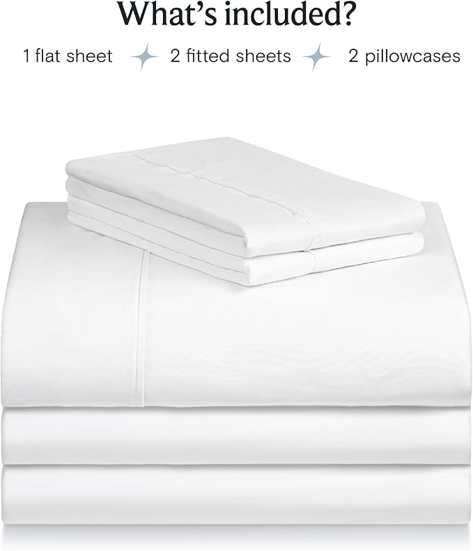LuxClub 5 PC Extra Deep Pocket Split King Sheet Set, Wrinkle Free Cooling Bed Sheets Hotel Bedding for Women, Men, Includes 1 Fitted Sheet, 1 Flat Sheet and 2 Pillowcases-White