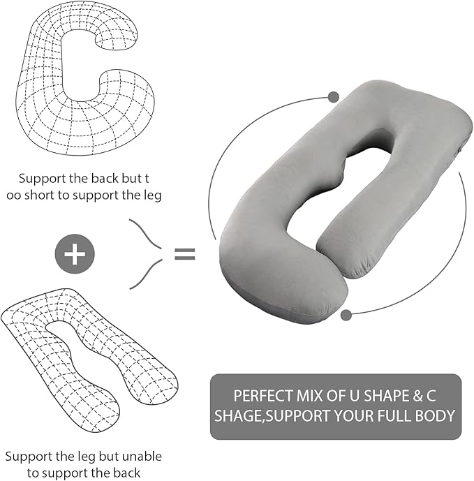 BATTOP Pregnancy Pillows for Sleeping,Full Body Maternity Pillow with Cooling Cover,Support for Back,HIPS,Legs,Belly for Pregnant Women,Pregnancy Must Haves