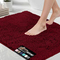 GORILLA GRIP Bath Rug Mat 30x20, Soft Absorbent Chenille, Quick Dry Microfiber Mats, Rubber Backing Washable Shower Floor Rugs, Bathmat Runner, US Designed Bathroom Home Decor Accessories Burgundy