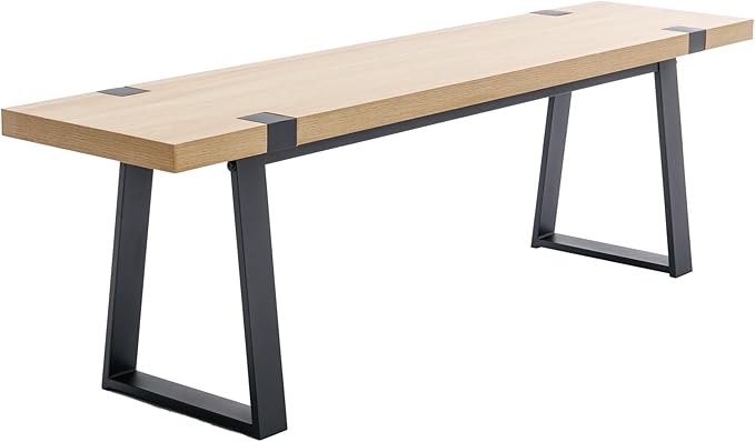 Wahson 60" Dining Bench, Natural Wooden Table Bench with Metal Legs, Modern Kitchen Bench for Enrtyway/Indoor/Dining Room