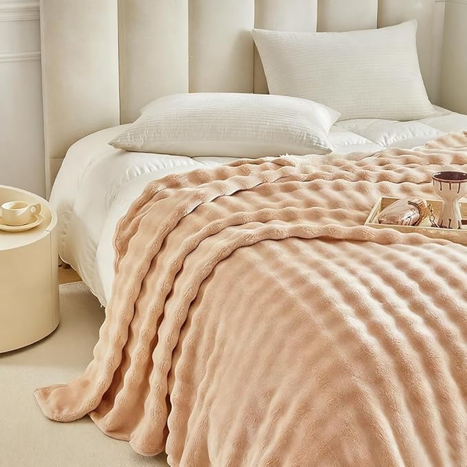 Heated Blanket Throw Blanket,Soft Bubble Fleece Fast Heating Electric Blanket,Heating Blanket with 8 Heat Levels 6 Hours Auto-Off Overheat Protection, Grandma Gift,Apricot Yellow,(Twin Size 62"x84")