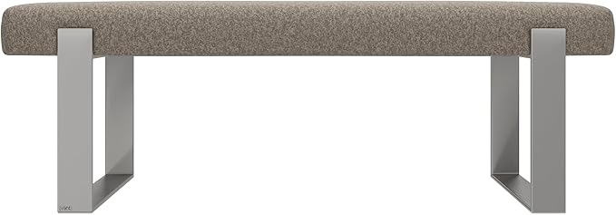 VANT Upholstered Bed Bench - Faux Merino Wool Brown - Brushed Nickel - Contemporary Modern, Bedroom Bench Seat, Hallway, or Entryway