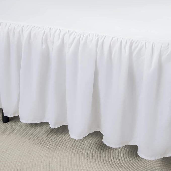 Bed Skirt Full Size Ruffled Bed Skirts with Split Corners, 12 Inch Drop Dust Ruffle Bed Skirt with Platform, White
