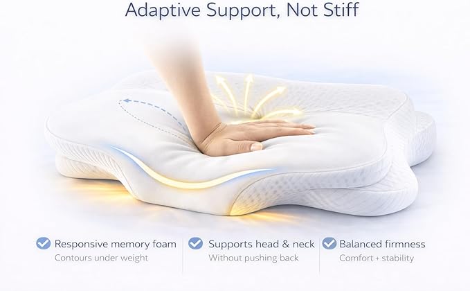Butterfly Cervical Pillow for Side Sleepers, Dual Height Neck Support Pillow (4.7”/3.9”), Ergonomic Memory Foam Pillow for Shoulder Support, Washable Cove