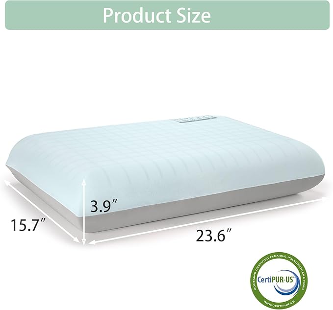 Cooling Memory Foam Pillow 2 Pack, Bed Pillows, Medium Soft Feel Neck Pillow for Sleeping, Memory Foam Pillows for Sleeping Side, Back & Stomach Sleepers, Breathable & Removable Cover