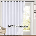 PrinceDeco 100% Blackout Curtains for Living Room Sliding Door Curtains Blackout Curtains 96 Inches Long Patio Curtains for Sliding Door Curtain,W100 X L96 Inch，Pearl White