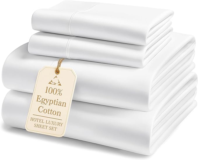 LANE LINEN 100% Cotton California King Sheet Sets - 1000 Thread Count, Soft & Comfy Luxury Hotel Like Thick Fully Elasticized Bed Sheet, No Pill Fade Resistant Oeko Tex Certfied Cal King Sheet - White