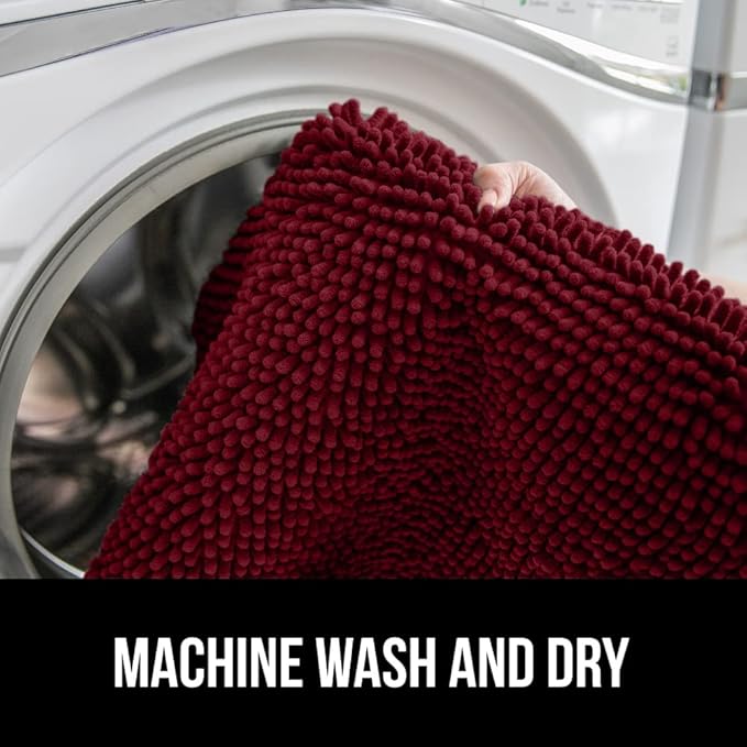 GORILLA GRIP Soft Chenille Bathroom Toilet Lid Cover, Machine Washable Seat Covers, 19.5x18.5, Stays in Place Rubber Backing, Fits Most Round, Elongated and Oblong Lids, Accessories Decor, Burgundy