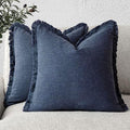 Foindtower Decorative Linen Fringe Throw Pillow Covers 22×22 Inch by Foindtower