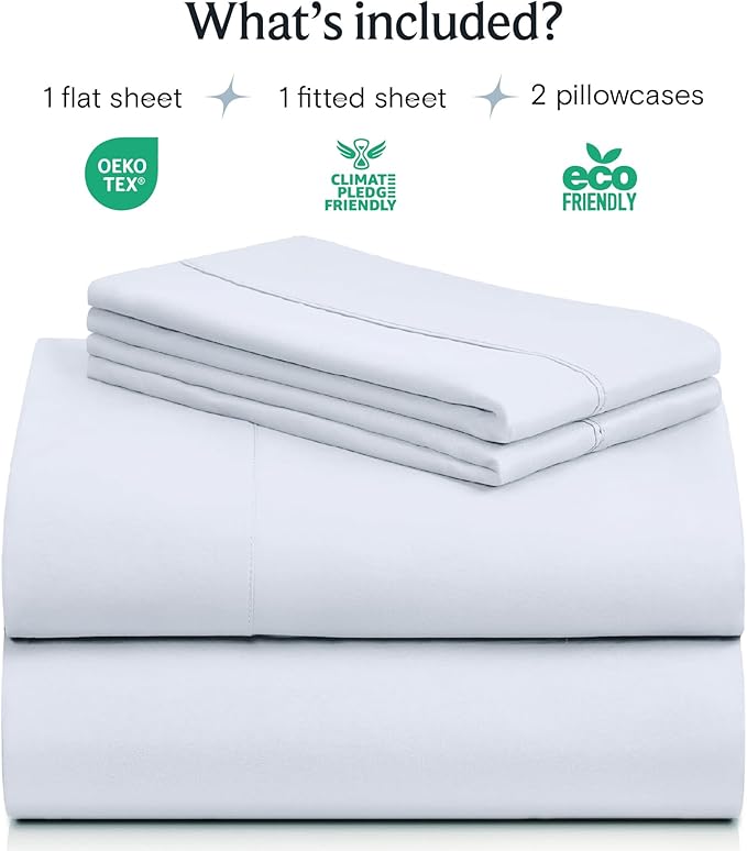 LuxClub 4 PC Sheet Set Bed Sheets Deep Pockets 16" Eco Friendly Wrinkle Free Cooling Machine Washable Hotel Bedding Silky Soft - Baby Blue King