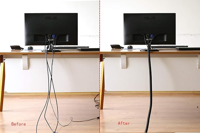 Alex Tech 25ft - 1.25 inch Cord Protector Wire Loom Tubing Cable Sleeve Split Sleeving for USB Cable Power Cord Audio Video Cable – Protect Cat from Chewing Cords - Black