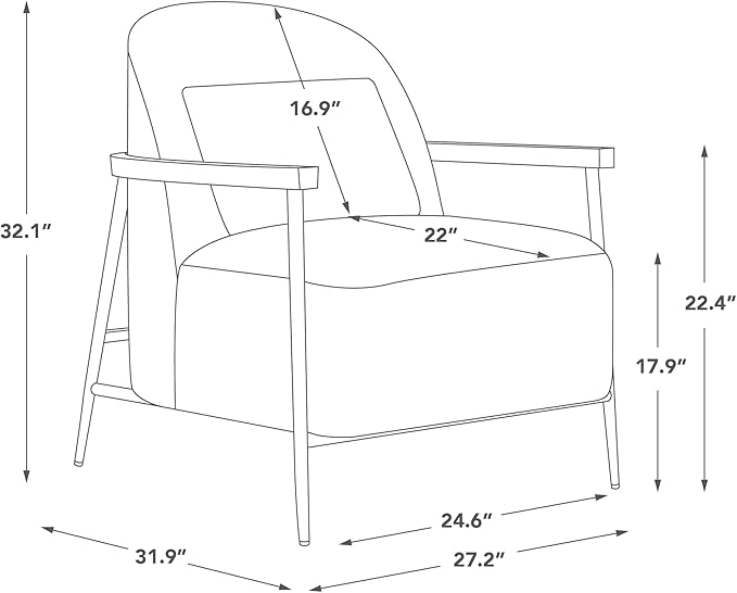 CHITA Accent Chair for Living Room, FSC Certified Modern Upholstered Faux Sherpa Fabric Armchair with Metal Frame and Wooden Armrests, Camel