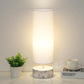 Touch Table Lamp with Metal Base Covered with Marble Grain, 3 Way Dimmable Modern Bedside Nightstand Lamp with White Shade, Simple Night Light for Bedroom Living Room Home Office, LED Bulb Included