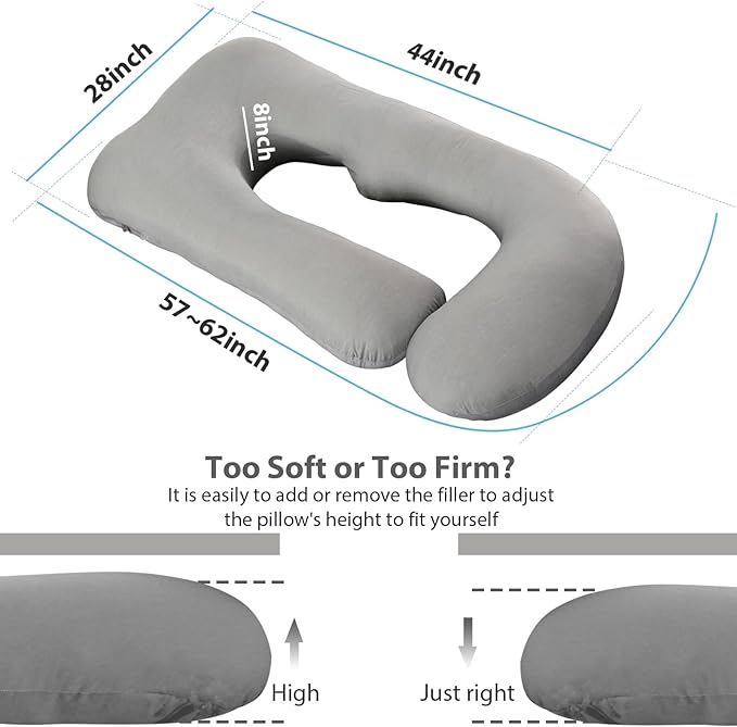 BATTOP Pregnancy Pillows with Cooling Cover,Maternity Body Pillow for Sleeping,Support for Back,HIPS,Legs,Belly for Pregnant Women,Pregnancy Must Haves