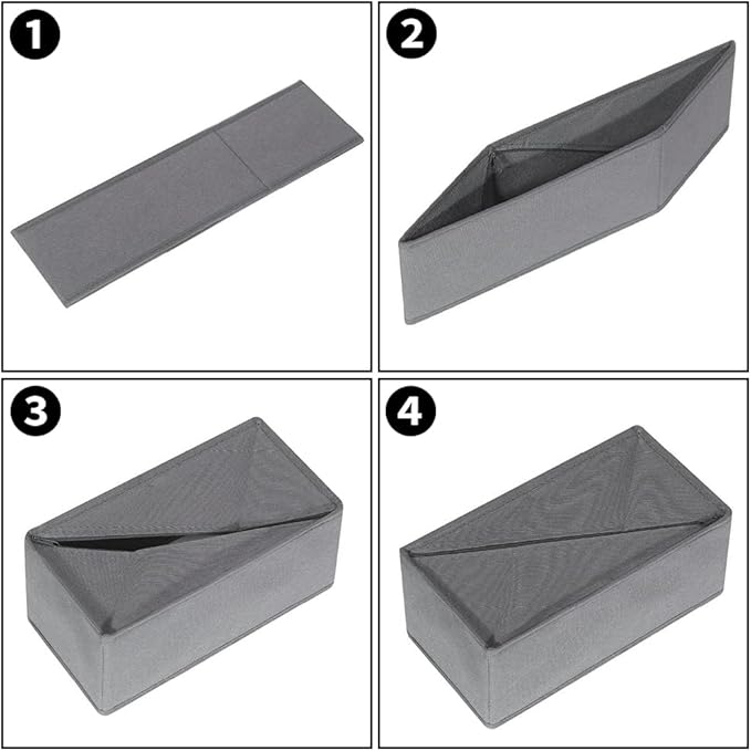 Sock Drawer Organizer 3 Pack, Fabric Drawer Organizer Clothes with Fixed Dividers, Sock Organizer for Dresser, Closet and Storage Bins