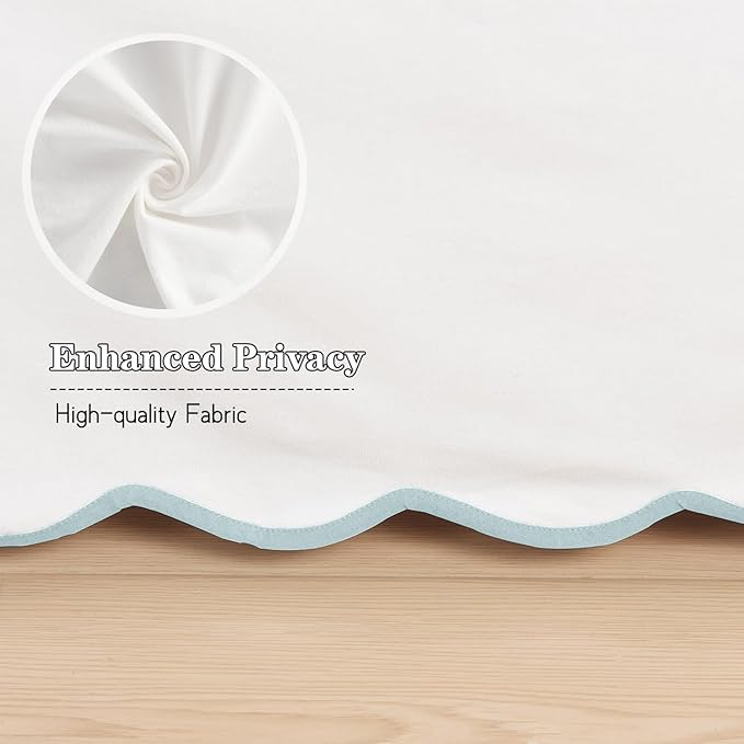 HIG Queen Bed Skirt - Easy Fit Scallop Edge Pleated Bedskirts With Spilt Coner, 18 Inch Drop Anti-Slip Dust Ruffle, Thick Fabric for Enhanced Privacy, Pre-Washed for Long-Lasting Use, Machine Washable