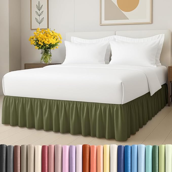 Bedskirt Full Size Ruffle - 18 inch Drop Dust Ruffle Bed Skirt with Platform - Soft, Easy Fit, Premium Hotel Quality - Wrinkle, Fade & Shrink Resistant - for Women, Men, Kids and Teens - Sage Green