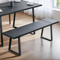 Wahson 60" Black Dining Bench, Wooden Table Bench with Metal Legs, Modern Kitchen Bench for Enrtyway/Indoor/Dining Room