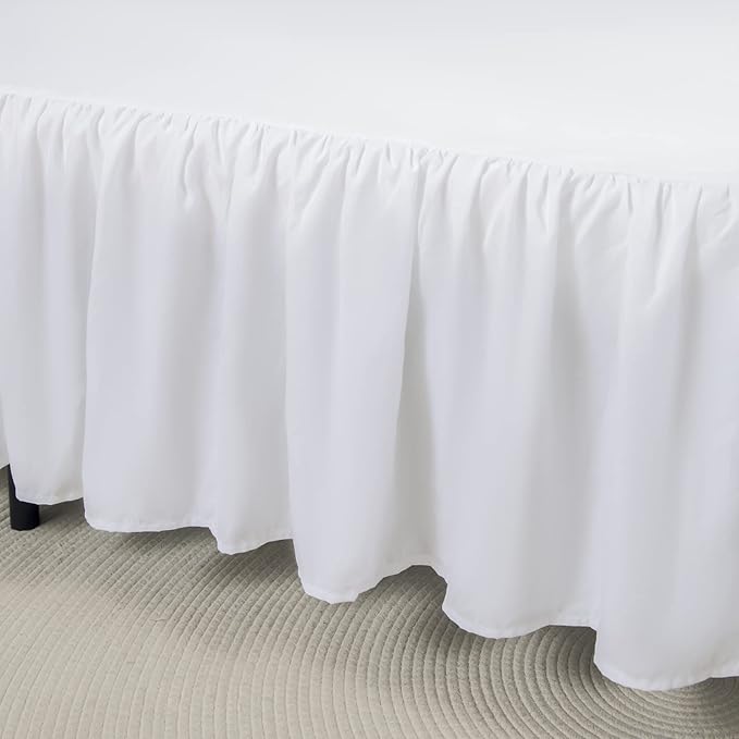 Bed Skirt Twin Size Ruffled Bed Skirt with Split Corners, 14 Inch Drop Dust Ruffle Bed Skirts with Platform, White