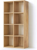 CAPHAUS Sturdy Room 11-Inch Cube Storage Organizer Shelf, with Thick Exterior Edge, Storage Shelf Divider w/Back, Bookcase, 8-Cube, Natural Oak